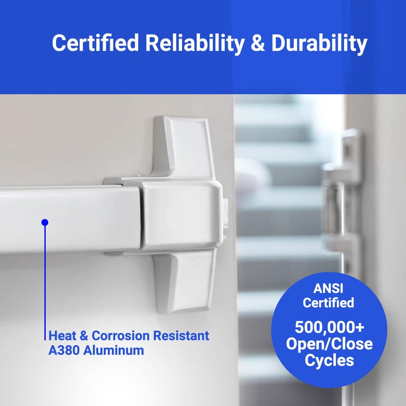 FORTSTRONG 31" Commercial Push Bar Panic Exit Device (Silver) - Panic Bars for Exit Doors with Door Handle - UL Listed Grade 1 ADA Emergency Exit Door Push Bar Certified - FS-950 - Image 3